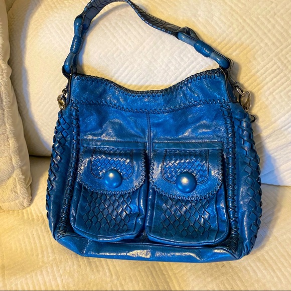 Lockheart Bags Locheart Blue Leather Shoulder Bag Poshmark